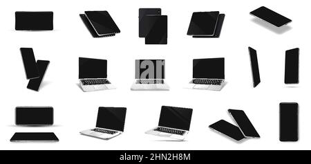3D realistisches Gerät. Mockup-Set Stock Vektor