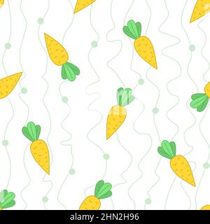 Muster mit Karotten. Handgezeichnete einfache Vektor nahtlose Muster Karotte. Mit Gemüse drucken Stock Vektor
