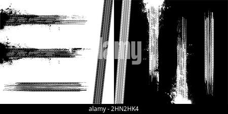 Verschmutzte Reifenlaufflächen im Auto im Grunge-Stil Stock Vektor