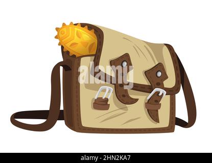 Vektor Cartoon-Stil Explorer Tasche mit Schatz Stock Vektor