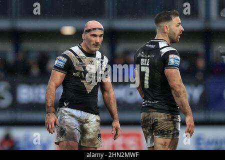 Wakefield, Großbritannien. 13th. Februar 2022. Danny Houghton #9 von Hull FC während des Spiels in Wakefield, Großbritannien am 2/13/2022. (Foto von James Heaton/News Images/Sipa USA) Quelle: SIPA USA/Alamy Live News Stockfoto