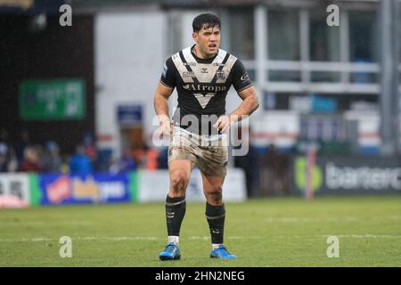 Wakefield, Großbritannien. 13th. Februar 2022. Andre Savelio #11 von Hull FC während des Spiels in Wakefield, Vereinigtes Königreich am 2/13/2022. (Foto von James Heaton/News Images/Sipa USA) Quelle: SIPA USA/Alamy Live News Stockfoto