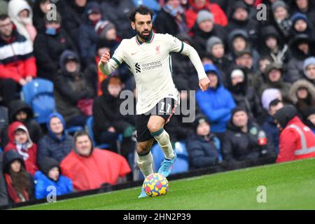 Burnley, Großbritannien. 13th. Februar 2022. Mohamed Salah aus Liverpool während des Spiels der Premier League in Turf Moor, Burnley, Großbritannien. Bilddatum: Sonntag, 13. Februar 2022. Bildnachweis sollte lauten: Anthony Devlin Kredit: Anthony Devlin/Alamy Live News Stockfoto
