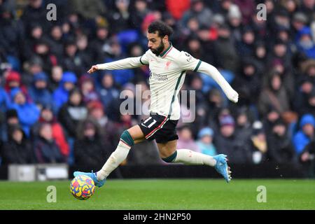 Burnley, Großbritannien. 13th. Februar 2022. Mohamed Salah aus Liverpool in Aktion während des Spiels der Premier League in Turf Moor, Burnley, Großbritannien. Bilddatum: Sonntag, 13. Februar 2022. Bildnachweis sollte lauten: Anthony Devlin Kredit: Anthony Devlin/Alamy Live News Stockfoto