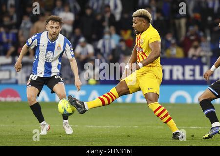 Barcelona, Spanien. 14th. Februar 2022. Barcelona, Spanien, Februar 13th 2021: Adama Traore (11 FC Barcelona) während des LaLiga Santander-Spiels zwischen Barcelona und Espanyol im Camp Nou-Stadion in Barcelona, Spanien. Rafa Huerta/SPP Credit: SPP Sport Press Photo. /Alamy Live News Stockfoto