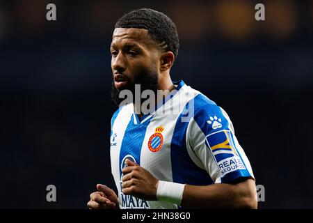 Barcelona, Spanien. 13th. Februar 2022. Vilhena (RCD Espanyol) während des Fußballmatches der Liga zwischen RCD Espanyol und dem FC Barcelona am 13. Februar 2022 im Stadion Cornella-El Prat in Barcelona, Spanien. Foto: Siu Wu. Kredit: dpa/Alamy Live Nachrichten Stockfoto