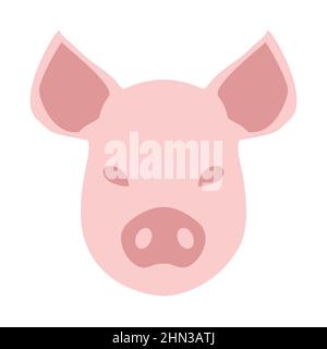 Symbol für die isolierte Illustration des Gesichts oder Kopfes eines Hausbauernhofs von Schwein Stock Vektor