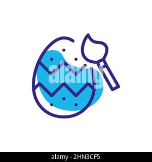 Ostereier färben. Pixel-perfektes, bearbeitbares Symbol für Konturfarbe Stock Vektor