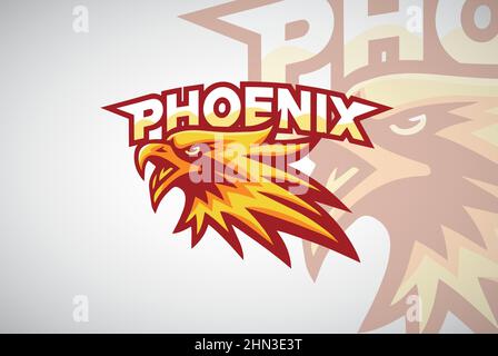 Feuer Phoenix Adler Vogel Logo Brennen Maskottchen Flamme Sport Maskottchen Design-Vektor Stock Vektor