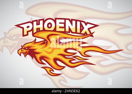 Feuer Phoenix Adler Vogel Logo Brennen Maskottchen Flamme Sport Maskottchen Design-Vektor Stock Vektor