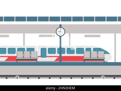 Bahnhof im flachen Stil. Vektorgrafik Stock Vektor