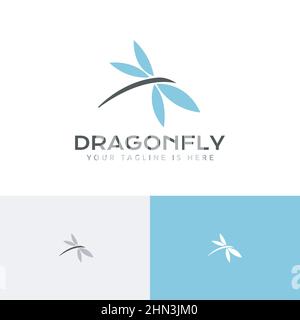 Schöne Drachen Fliegen Flügel Insekt Natur Einfache Abstrakte Logo-Idee Stock Vektor