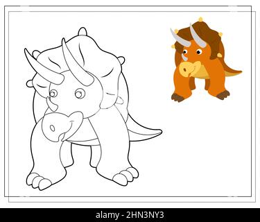 Malbuch für Kinder, Triceratops Dinosaurier. Vektor auf weißem Hintergrund isoliert Stock Vektor