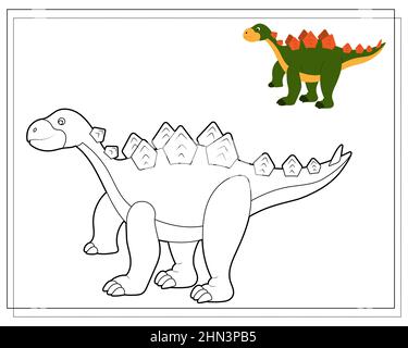 Malbuch für Kinder, Dinosaurier. Vektor auf weißem Hintergrund isoliert Stock Vektor