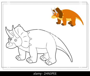 Malbuch für Kinder, Triceratops Dinosaurier. Vektor auf weißem Hintergrund isoliert Stock Vektor