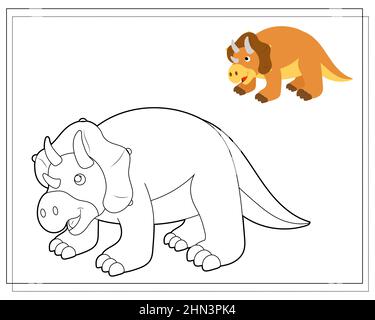 Malbuch für Kinder, Triceratops Dinosaurier. Vektor auf weißem Hintergrund isoliert Stock Vektor
