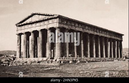 Vintage-Foto des Tempels des Hephaistus (Hephaisteion). 19th Jahrhundert. Der Tempel des Hephaestus oder Hephaisteion (früher fälschlicherweise der Theseion oder genannt Stockfoto