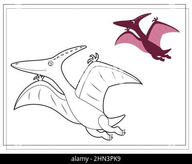 Malbuch für Kinder, Dinosaurier pterodactyl. Vektor auf weißem Hintergrund isoliert Stock Vektor