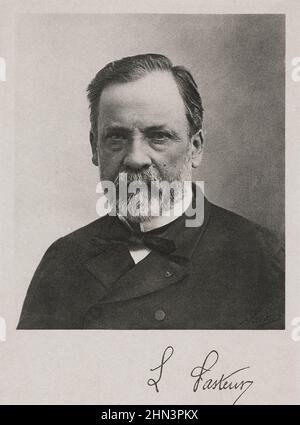 Porträt von Louis Pasteur. Louis Pasteur (1822 – 1895) war ein französischer Chemiker und Mikrobiologe, der für seine Entdeckungen über die Prinzipien des Impfens bekannt war Stockfoto