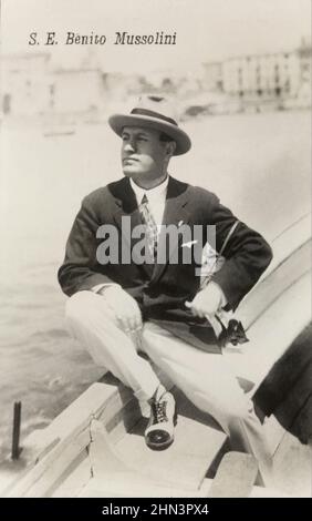 Vintage-Foto von Benito Mussolini. Mai 1927 Benito Amilcare Andrea Mussolini (1883–1945) war ein italienischer Politiker und Journalist, der gegründet und geleitet hat Stockfoto