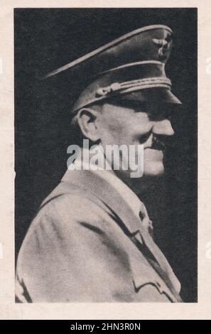 Alte deutsche Propagandapostkarte von Adolf Hitler. 1930s. Nur für historische Purpopes! Stockfoto