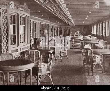 Luxus und Komfort an Bord des 'Titanic'-Liners: Das Café Parisien. 1912 Stockfoto