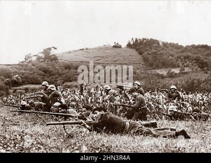 Archivfoto des Spanischen Bürgerkrieges. Republikanische Milizen greifen in San Sebastian an. August 1936 Stockfoto