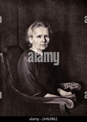 Vintage-Porträt von Marie Curie. 1922, von Frank Henri Jullien, 1882-1938 Fotograf. Marie Salomea Skłodowska Curie (geborene Maria Salomea Skłodowska, Stockfoto