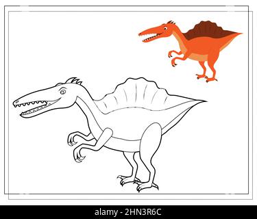 Malbuch für Kinder, niedlich Cartoon Dinosaurier. Vektor auf weißem Hintergrund isoliert Stock Vektor