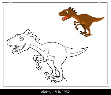 Malbuch für Kinder, niedlich Cartoon Dinosaurier. Vektor auf weißem Hintergrund isoliert Stock Vektor