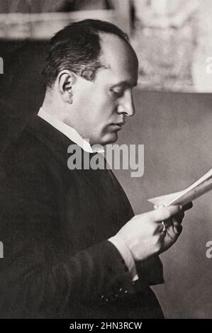 Vintage-Foto von Benito Mussolini. 1920-1925 Benito Amilcare Andrea Mussolini (1883–1945) war ein italienischer Politiker und Journalist, der gegründet und geleitet hat Stockfoto