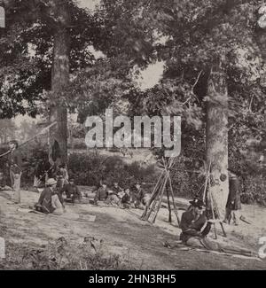 Amerikanischer Bürgerkrieg. 1861-1865. Vintage Photo Picket Reserve, 134th Illinois Volunteer Infantry in Columbus, Kentucky. Stockfoto