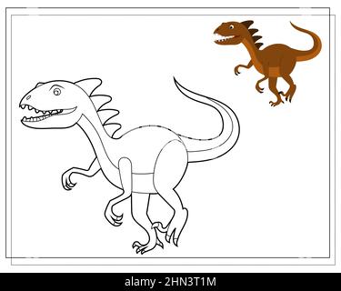 Malbuch für Kinder, niedlich Cartoon Dinosaurier. Vektor auf weißem Hintergrund isoliert Stock Vektor