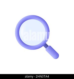 Lupe. Discovery, Research, search, analysis concept. 3D Vektorsymbol. Minimalistischer Cartoon-Stil. Stock Vektor