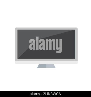 Computer-Monitor in Cartoon flachen Stil Symbol auf weiß, Stock Vektor-Illustration auf weiß Stock Vektor