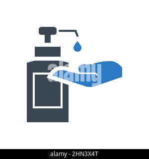Symbol für Vektorgliphe im Zusammenhang mit dem Händedesinfektionsmittel Stock Vektor