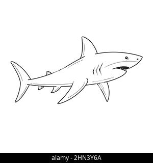 Handgezeichnete Abbildung der Haifischkontur Vektordarstellung. Stock Vektor