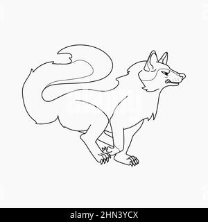 Hand gezeichnet Wolf Umriss Illustration Vektor-Illustration. Stock Vektor