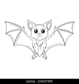 Handgezeichnete Fledermaus Umriss Illustration Vektor Illustration. Stock Vektor