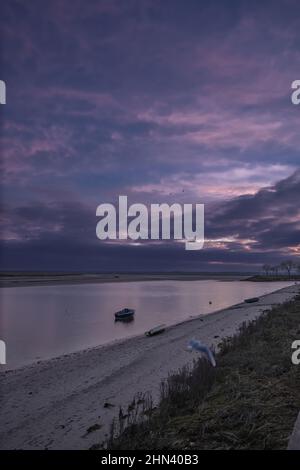 Le Port de Saint Valery sur Somme et les barques sur le sable Stockfoto