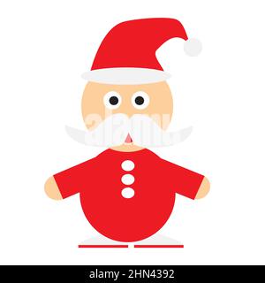 Vektor einfache Symbol Cartoon-Illustration von niedlichen lächelnden stehenden Weihnachtsmann, isoliert auf weißem Hintergrund. Weihnachtliches Design-Element im flachen Stil Stock Vektor