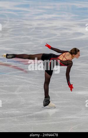 Peking, Hebei, China. 7th. Februar 2022. Kamila VALIEVA (ROC) tritt im Capital Indoor Stadium während der Olympischen Winterspiele 2022 in Peking, Hebei, China, an (Foto: © Walter G. Arce Sr./ZUMA Press Wire) Stockfoto