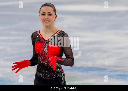 Peking, Hebei, China. 7th. Februar 2022. Kamila VALIEVA (ROC) tritt im Capital Indoor Stadium während der Olympischen Winterspiele 2022 in Peking, Hebei, China, an (Foto: © Walter G. Arce Sr./ZUMA Press Wire) Stockfoto