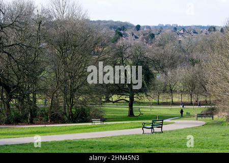 Elmdon Park im Winter, West Midlands, England, Großbritannien Stockfoto