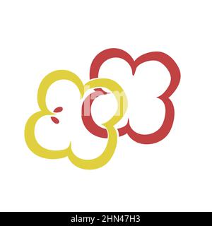 Frische Scheiben roten und gelben Paprika isoliert auf weißem Hintergrund. Vektorgrafik - Handgezeichnetes einfaches Symbol Stock Vektor