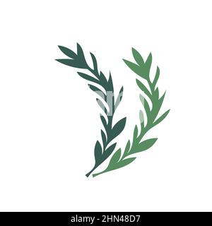 Einfache Hand gezeichnete Rosmarinzweige und Blätter isoliert. Vektorgrafik handgezeichnete Lebensmittel Illustration. Stock Vektor