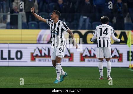 Danilo von Juventus FC während der italienischen Meisterschaft Serie A Fußballspiel zwischen Atalanta BC und Juventus FC am 13. Februar 2022 im Gewiss Stadium in Bergamo, Italien - Foto Morgese-Rossini / DPPI Stockfoto