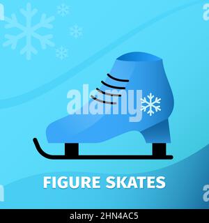 Vector Sportfigur Skate auf einem Hintergrund von blauen Gradienten und Schneeflocken Stock Vektor