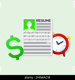 Kurzalarm und Dollarzeichen auf grünem Hintergrund Stock Vektor