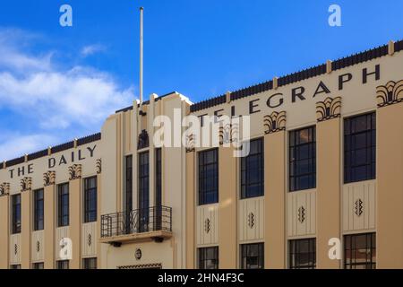 Das historische Gebäude des Daily Telegraph (1932), ein Art déco-Gebäude in Napier, Neuseeland Stockfoto